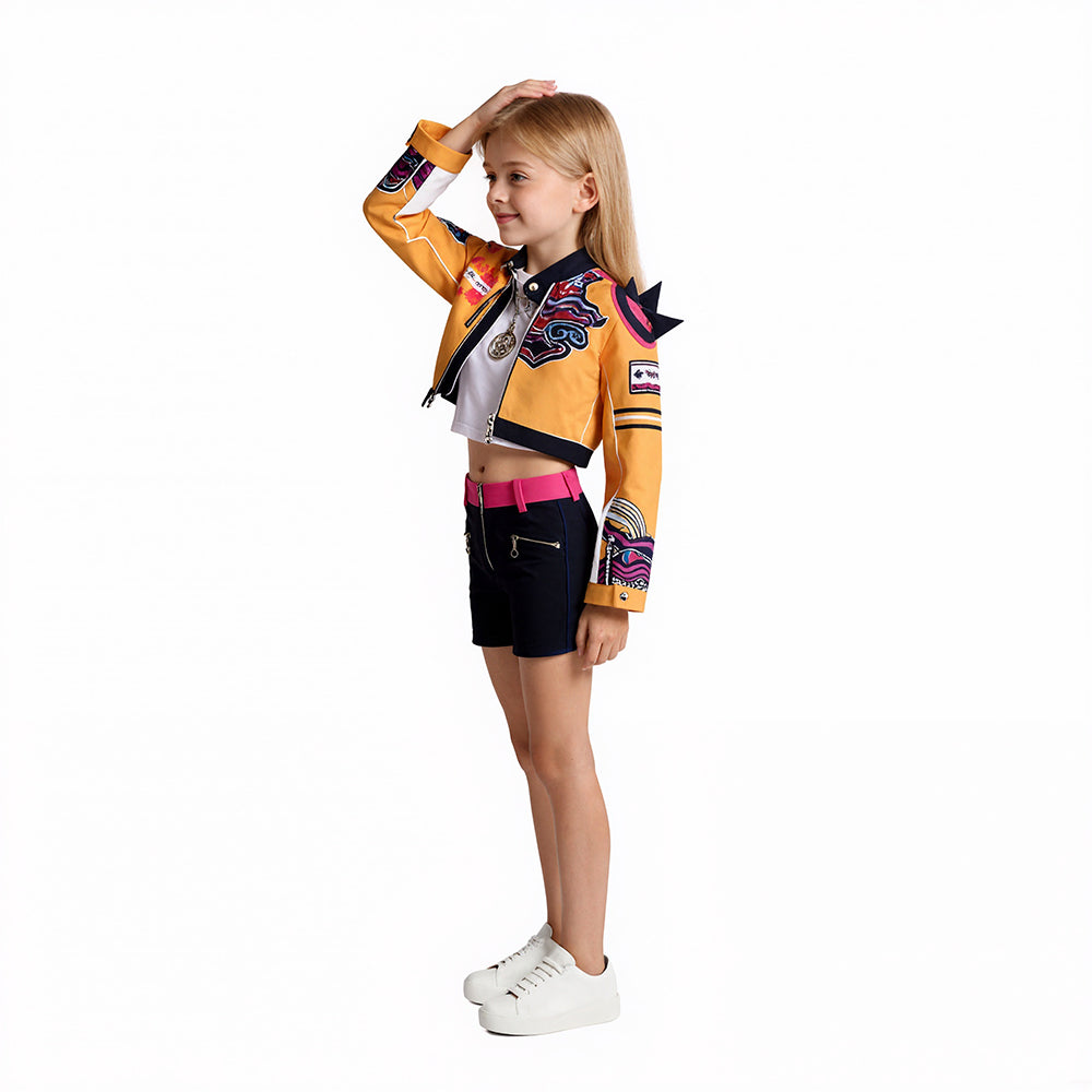Girls Futuristic Costume Crop Jacket Long Sleeve