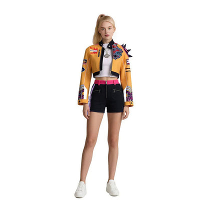 Girls Futuristic Costume Crop Jacket Long Sleeve
