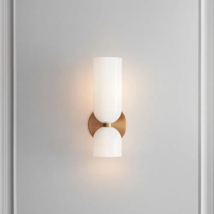 Applique moderna in vetro e ottone