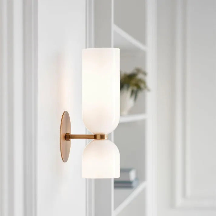 Applique moderna in vetro e ottone