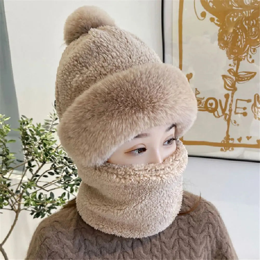 Windproof Fuzzy Beanie Scarf Hat - Image 3