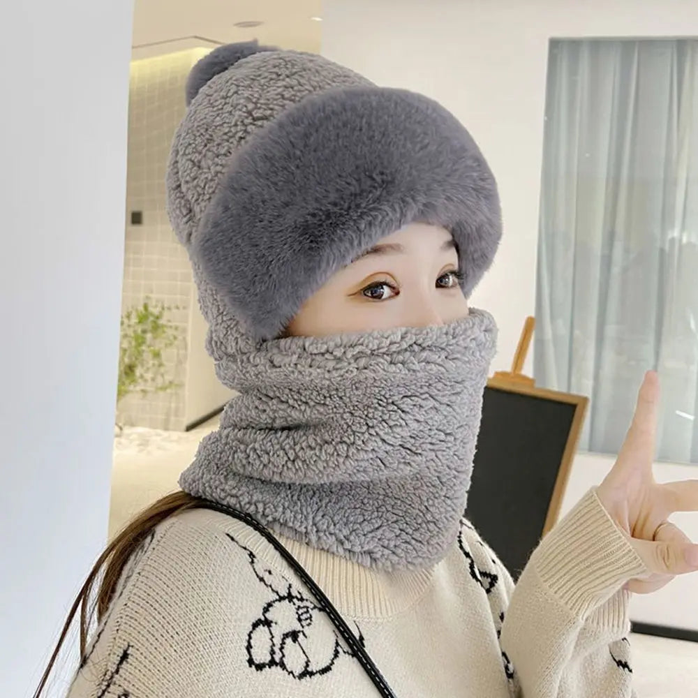 Windproof Fuzzy Beanie Scarf Hat - Image 4
