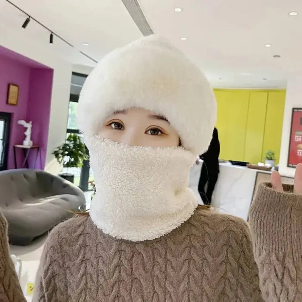 Windproof Fuzzy Beanie Scarf Hat - Image 5