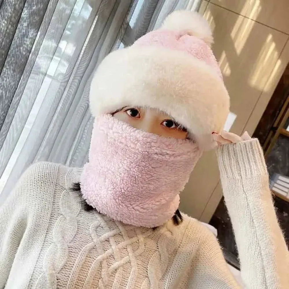 Windproof Fuzzy Beanie Scarf Hat - Image 6