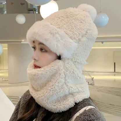 Windproof Fuzzy Beanie Scarf Hat - Image 8