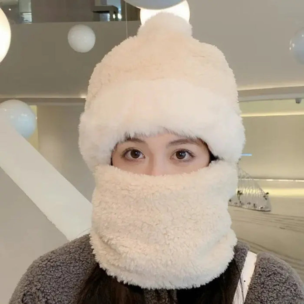 Windproof Fuzzy Beanie Scarf Hat - Image 9