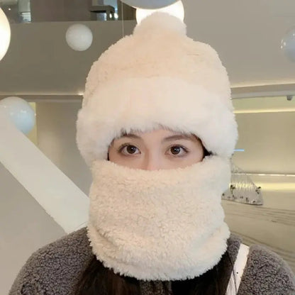 Windproof Fuzzy Beanie Scarf Hat - Image 9
