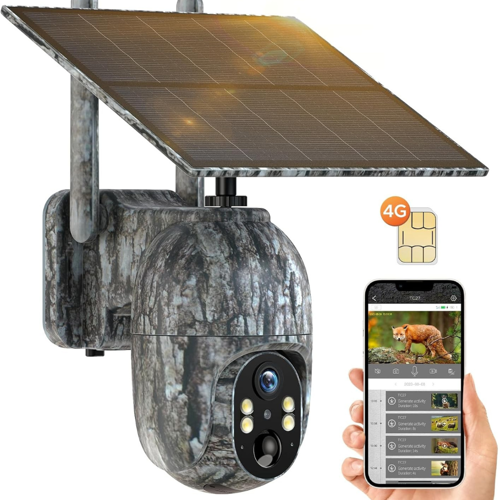 Cámara de seguridad exterior solar inalámbrica 4G HD