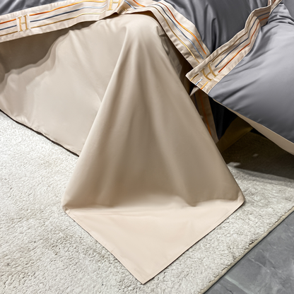Juego de ropa de cama gris bordado de satén de algodón